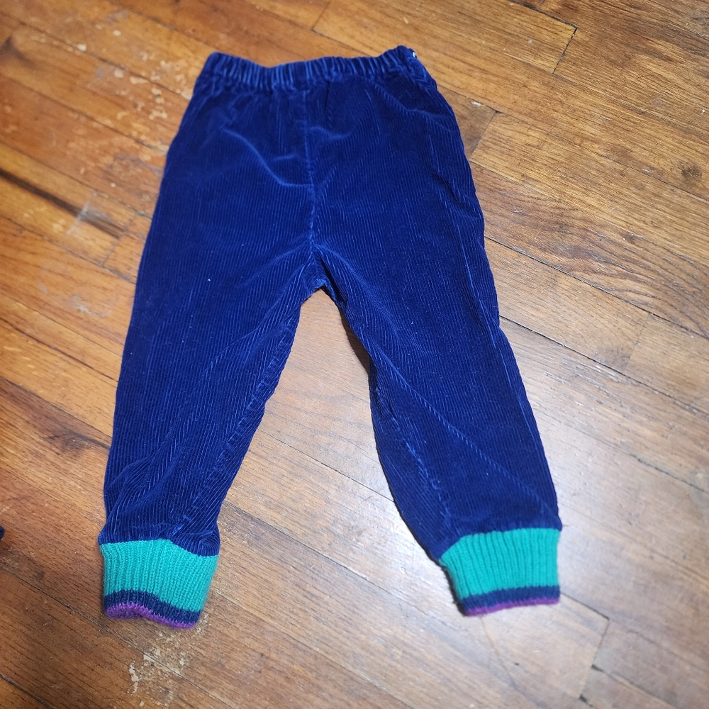 80s Vintage Blue Green Purple Geometric Shape Toddler 2t Cotton Outfit Set Trees - Picture 5 of 7